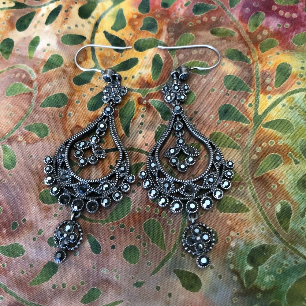 Monet Marcasite Dangly Earrings